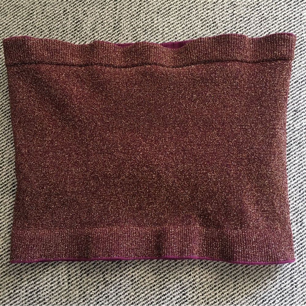 Y2K Burgundy & Gold Tube Top, One Size